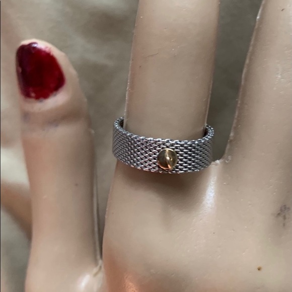 14K Gold & Stainless Steel Mesh Ring - Picture 5 of 7